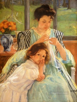  hijo Obras - Madre joven cosiendo madres hijos Mary Cassatt